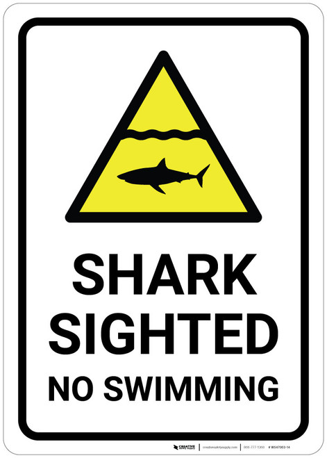 Shark Sighted - No Swimming with Pictrogram - Wall Sign | Creative ...