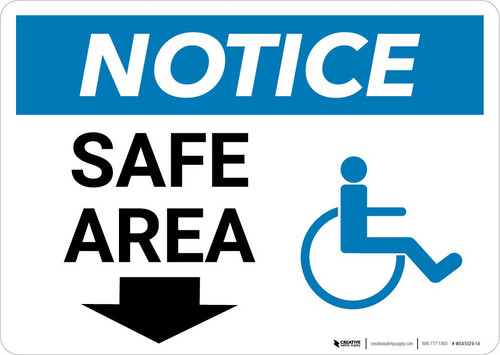 Notice: Safe Area with ADA Icon and Down Arrow Landscape