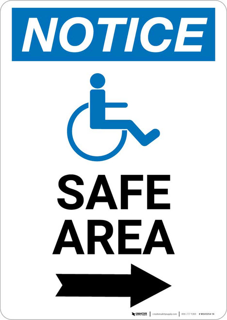 Notice: Safe Area Right Arrow with ADA Icon Portrait