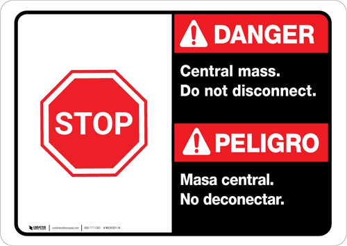 Danger: Spanish Bilingual Central Mass - Do Not Disconnect Landscape ANSI