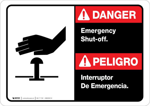 Danger: Spanish Bilingual Emergency Shut-Off Landscape ANSI