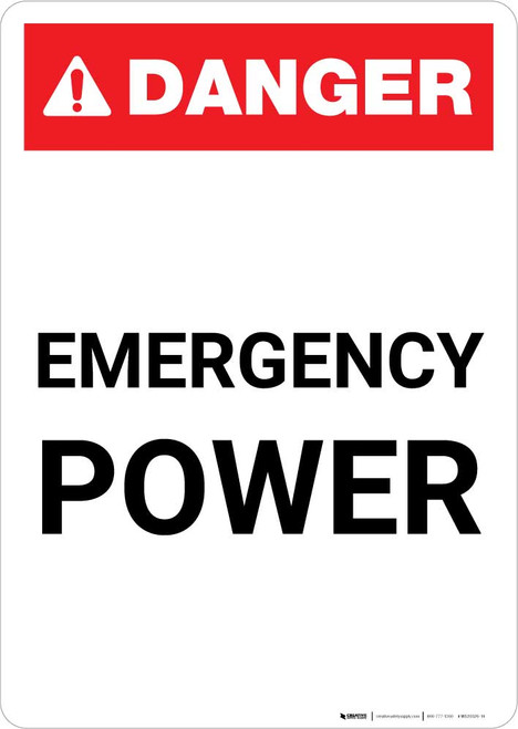 Danger: Emergency Power Portrait ANSI