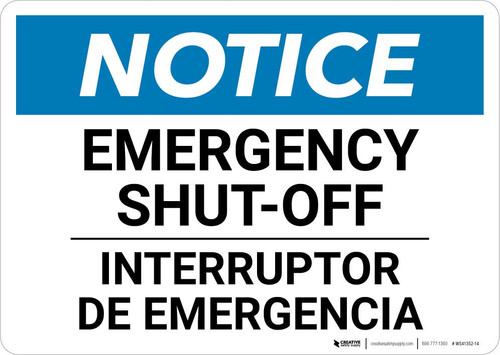Notice: Bilingual Spanish Emergency Shut-off Landscape