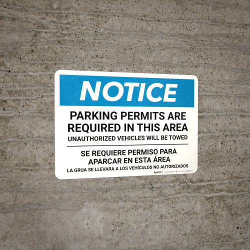 Notice Bilingual Spanish Parking Permits Are Required In This Area