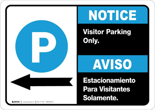 Notice: Bilingual Spanish Visitor Parking Only Left Arrow Landscape