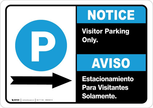 Notice: Bilingual Spanish Visitor Parking Only Right Arrow Landscape