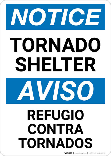 Notice: Bilingual Spanish Tornado Shelter Portrait