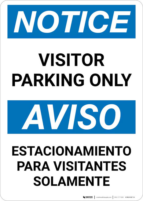 Notice: Bilingual Spanish Visitor Parking Only Portrait