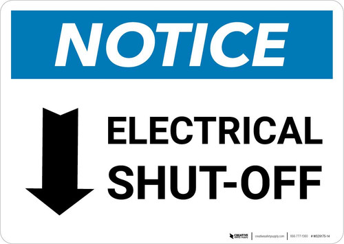 Notice: Electrical Shut-Off Landscape with Down Arrow