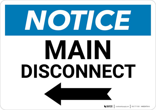 Notice: Main Disconnect Landscape with Left Arrow