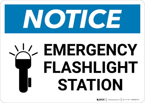 Notice: Emergency Flashlight Station with Icon Landscape
