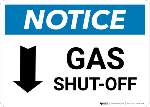 Notice: Gas Shut-Off with Down Arrow Landscape