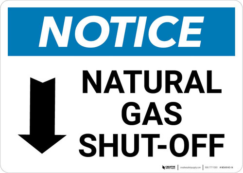 Notice: Natural Gas Shut-Off with Down Arrow Landscape