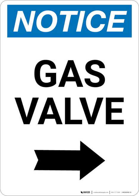 Notice: Gas Valve with Right Arrow Portrait