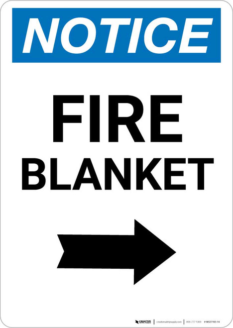 Notice: Fire Blanket with Right Arrow Portrait
