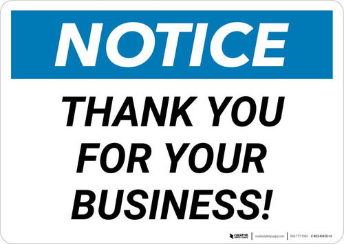 Notice: Thank You For Your Business Landscape
