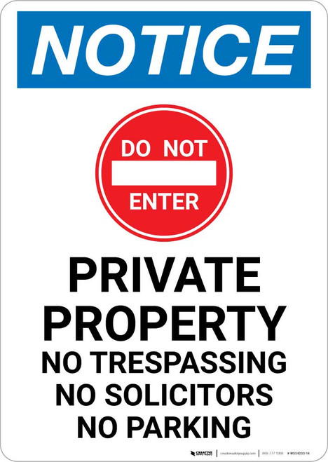 Notice: Private Property - No Trespassing/Solicitors/Parking with Icon Portrait