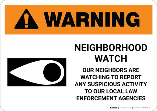 Warning: Neighborhood Crime Watch with Icon Landscape Warning: Neighborhood Crime Watch with Icon Landscape
