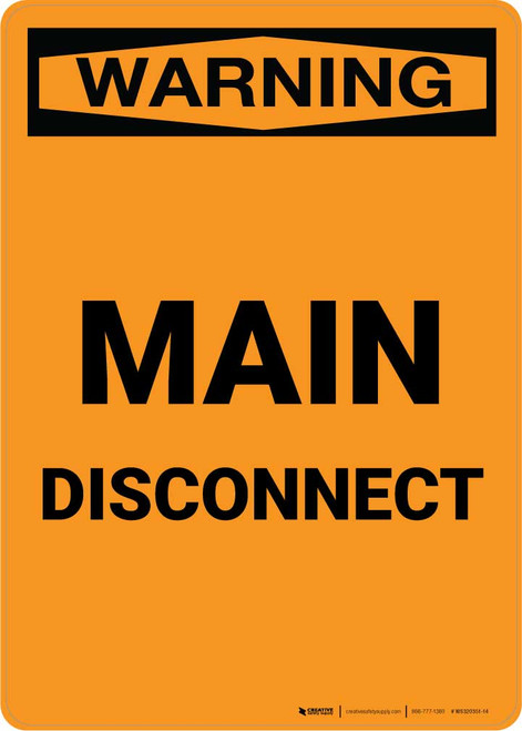 Warning: Main Disconnect Portrait