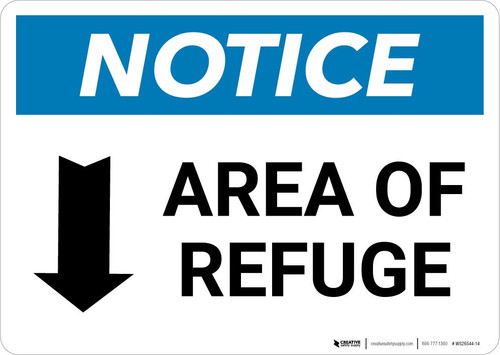 Notice: Area of Refuge with Down Arrow Landscape
