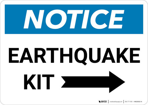 Notice: Earthquake Kit with Right Arrow Landscape