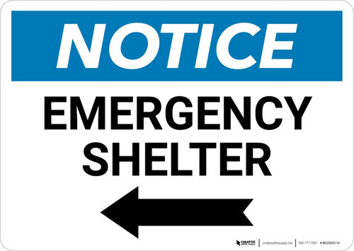 Notice: Emergency Shelter Left Arrow Landscape