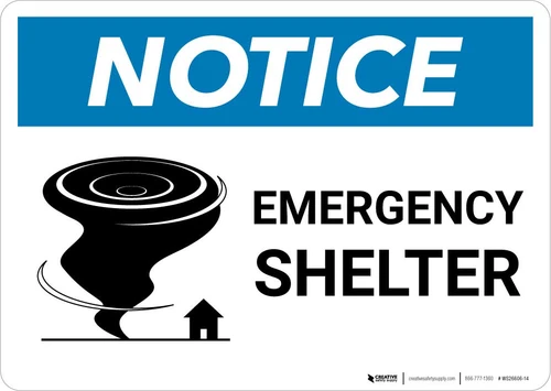 Notice: Emergency Shelter with Icon Landscape