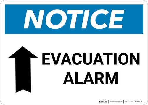 Notice: Evacuation Alarm with Up Arrow Landscape
