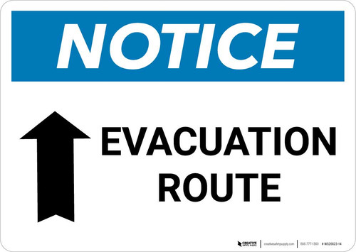 Notice: Evacuation Route with Up Arrow Landscape