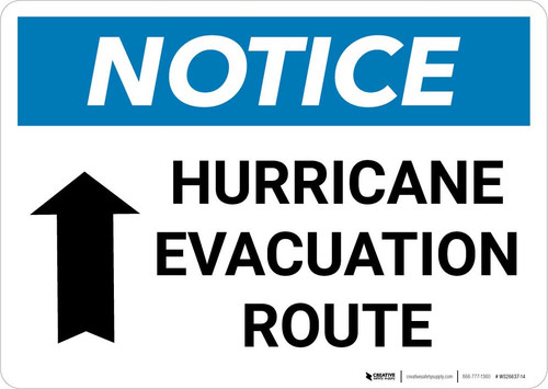 Notice: Hurricane Evacuation Route with Up Arrow and Icon Landscape