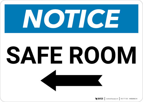 Notice: Safe Room Left Arrow Landscape