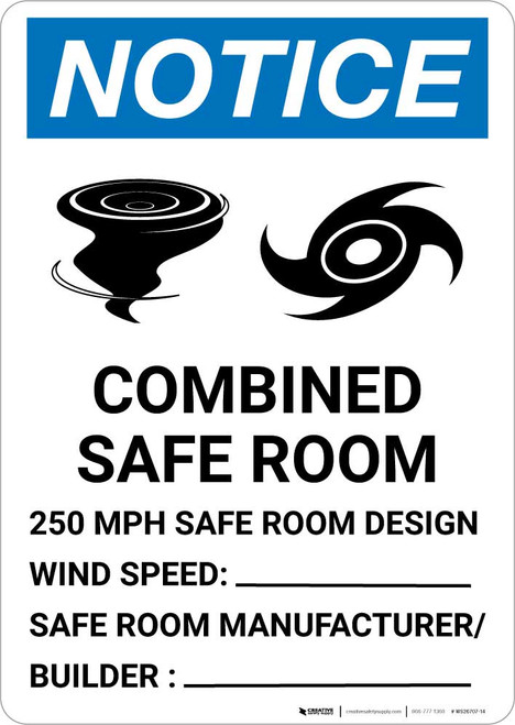 Notice: Hurricane/Tornado Safe Room Portrait
