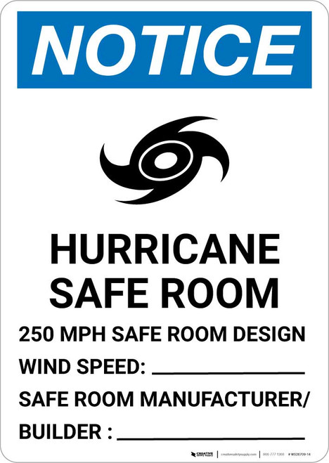 Notice: Hurricane Safe Room Portrait | Creative Safety Supply