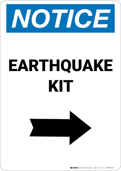 Notice: Earthquake Kit with Right Arrow Portrait