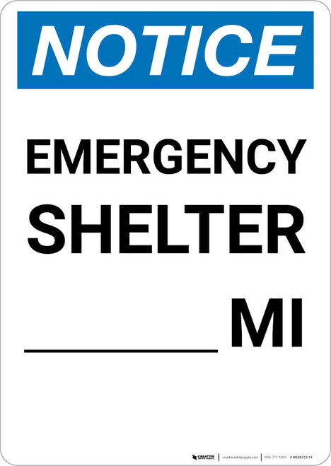 Notice: Emergency Shelter Mile Portrait