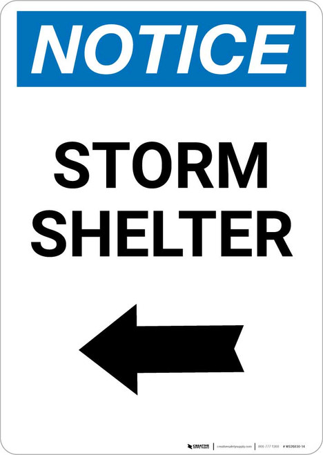 Notice: Storm Shelter Left Arrow Portrait