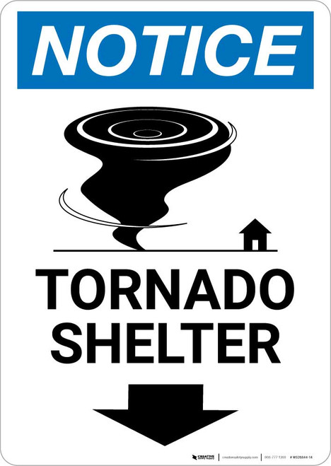 Notice: Tornado Shelter Down Arrow with Icon Portrait