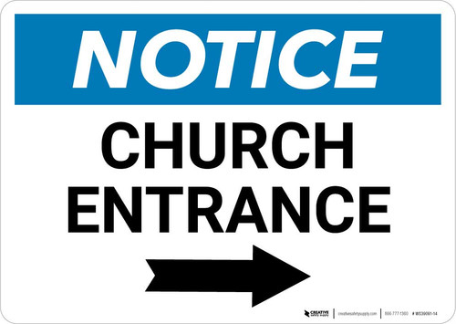 Notice: Church Entrance with Right Arrow Landscape