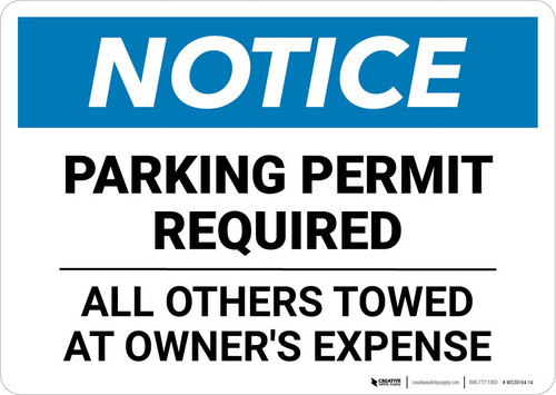 Notice: Parking Permit Required - All Others Towed Landscape