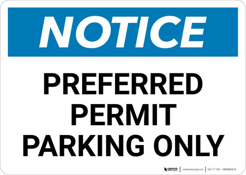 Notice: Preferred Permit Parking Only Landscape