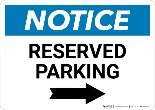 Notice: Reserved Parking with Right Arrow Landscape