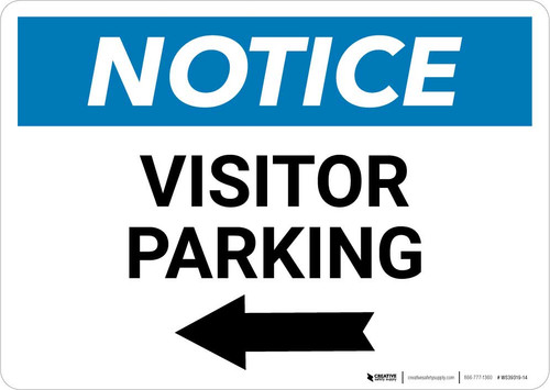 Notice: Visitor Parking with Left Arrow Landscape