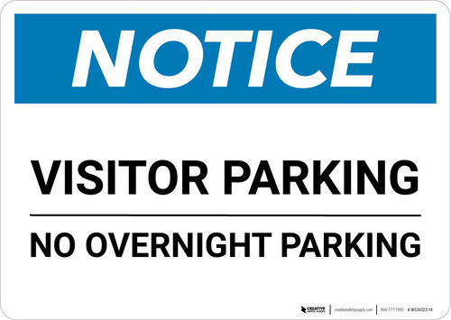 Notice: Visitor Parking - No Overnight Parking Landscape