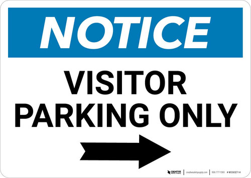 Notice: Visitor Parking Only with Right Arrow Landscape