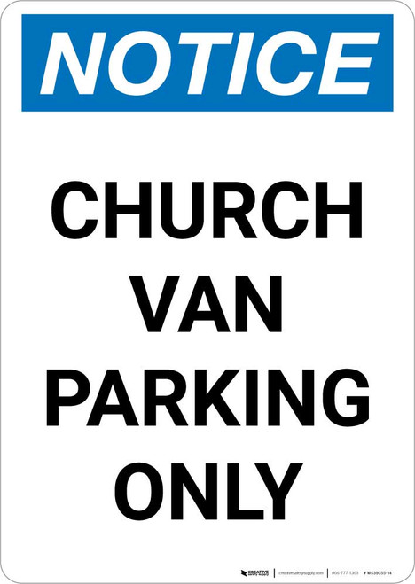 Notice: Church Van Parking Only Portrait