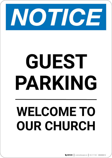 Notice: Guest Parking Welcome To Our Church Portrait