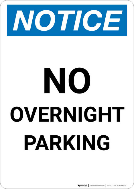 Notice: No Overnight Parking Portrait