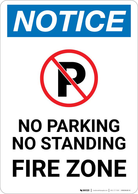 Notice: No Parking or Standing - Fire Zone Portrait