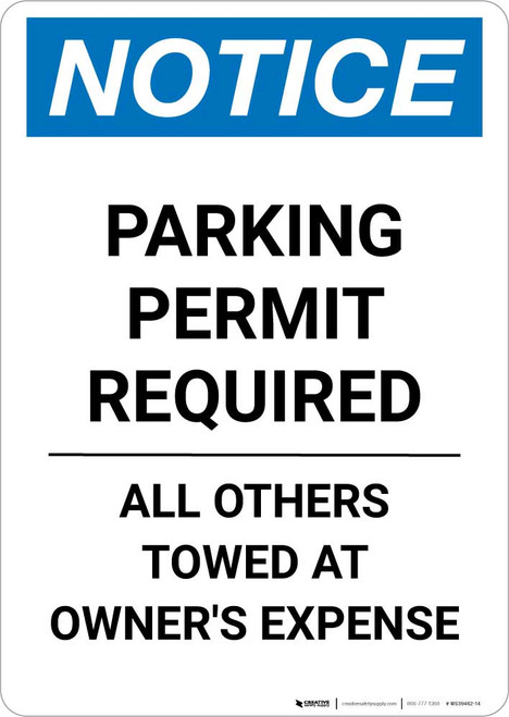 Notice: Parking Permit Required Portrait