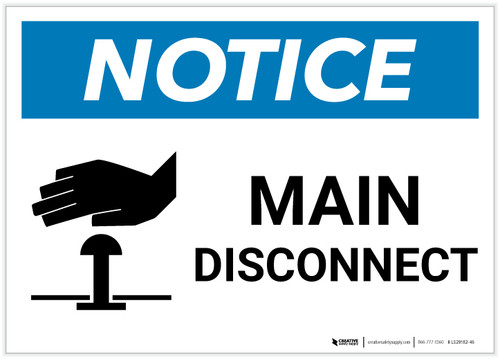 Notice: Main Disconnect Landscape with Icon - Label